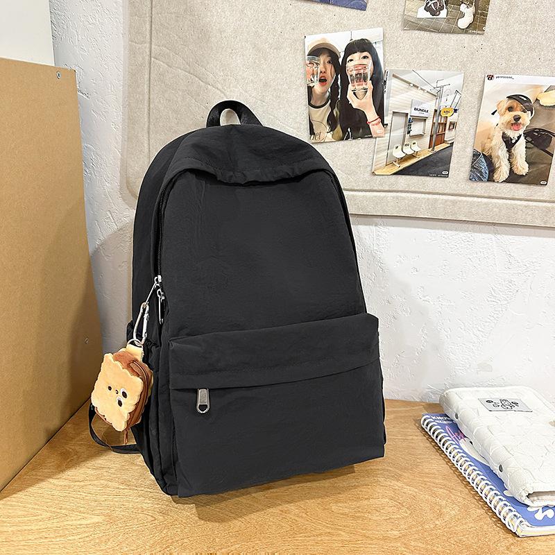 School Bag New Simple Japanese Ins Solid Color Backpack College Student Leisure Campus School Bag Travel Versatile Lightweight Backpack