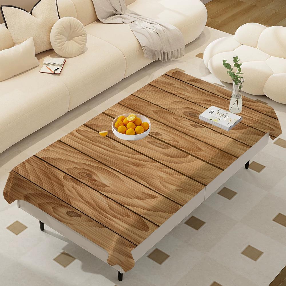 Beautiful Wood Rectangular Tablecloths Washable Wedding Party Kitchen Dining Living Room Birthday Decoration Table