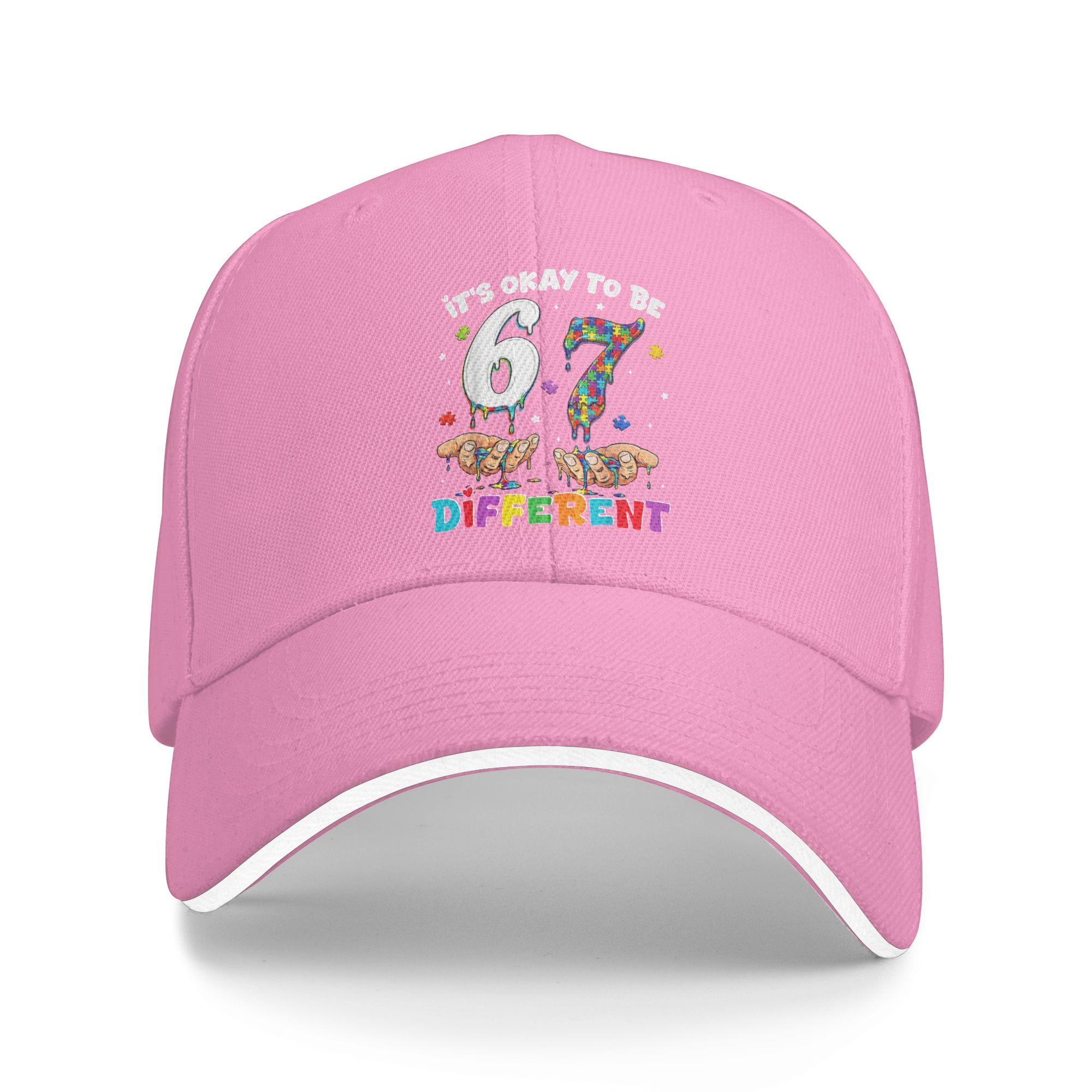

Summer Casual Baseball Cap Six Seven Autism Awareness 6 7 Meme Its Ok to Be Different Running Hippie Trucker Hat For Unisex Men As Picture розовый