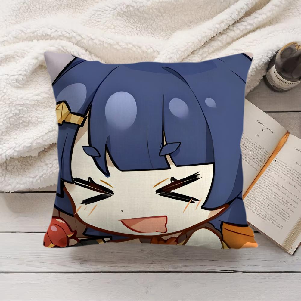Xiangling Cute Genshin Impact Cushion Cover Silky Short Plush Invisible Zipper Dustproof Sofa Pillow Case For Home Decor