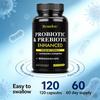 Bcuelov Probiotics and Prebiotics Capsules, containing 440 million live bacteria, 120 capsules.