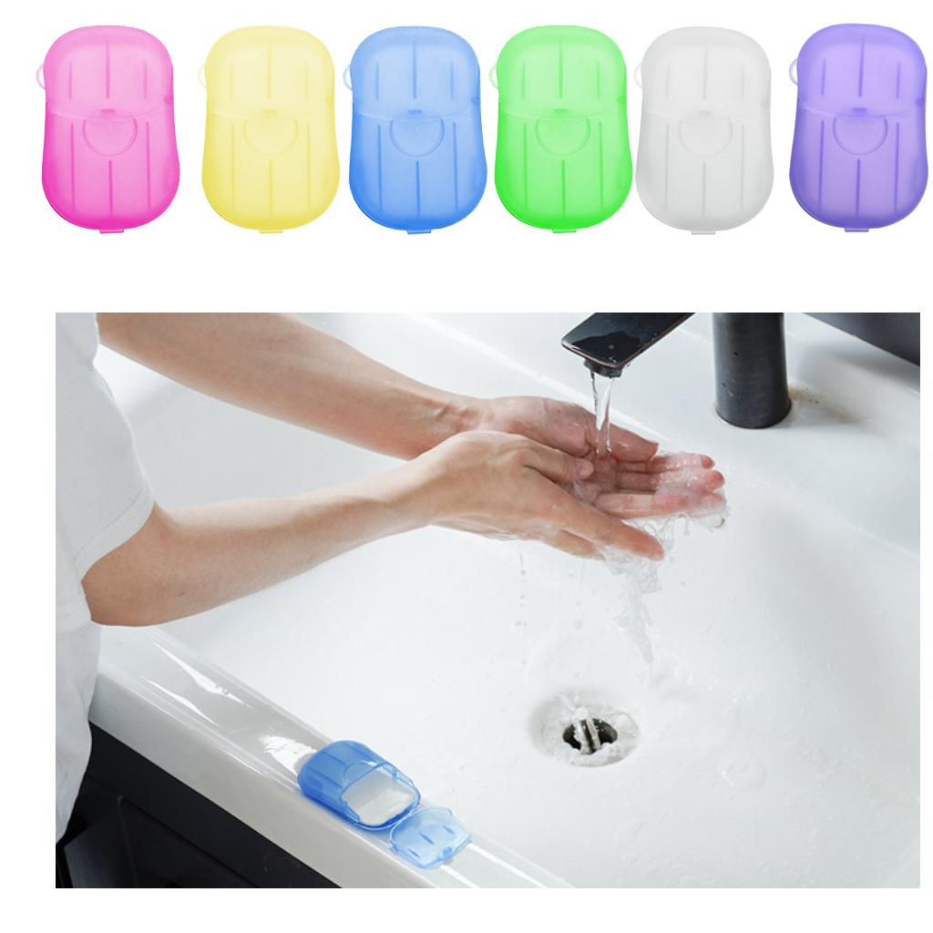 20pcs Portable Hand Washing Mini Soap Paper Disposable Bath Travel