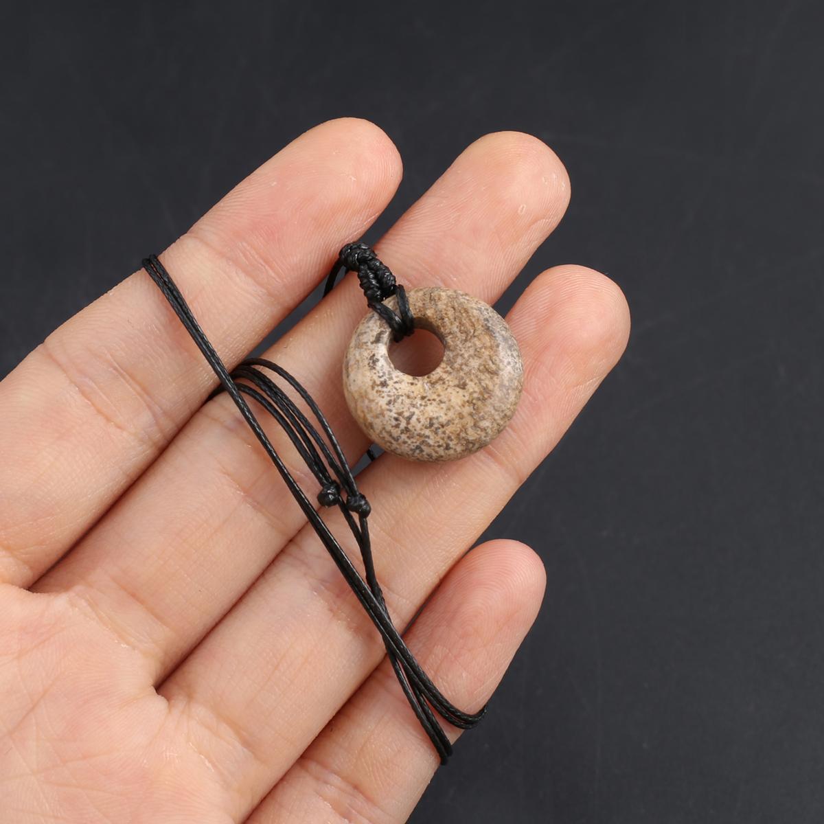 

Новый стиль ожерелье натуральный камень белый нефрит/агат/лабрадорит ожерелье круглый кулон для женщин подарок на день рождения 18mm