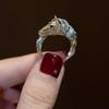 2024 Zodiac Horse Diamond-Inlaid Ring: Fine Brushed, Retro Luxury, Unique Design