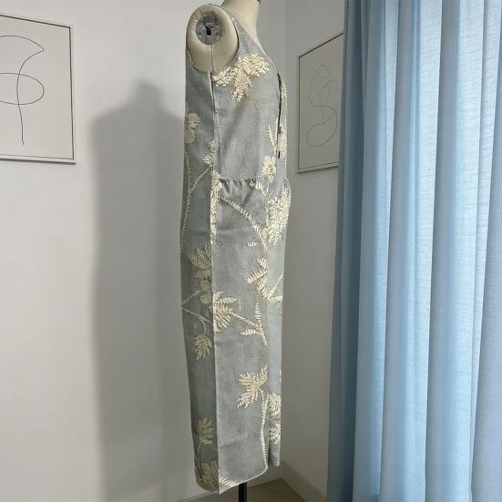 Women's Floral Printed Wide Leg Jumpsuit Sleeveless Button Front Romper Summer Casual Loose Overall with Pockets