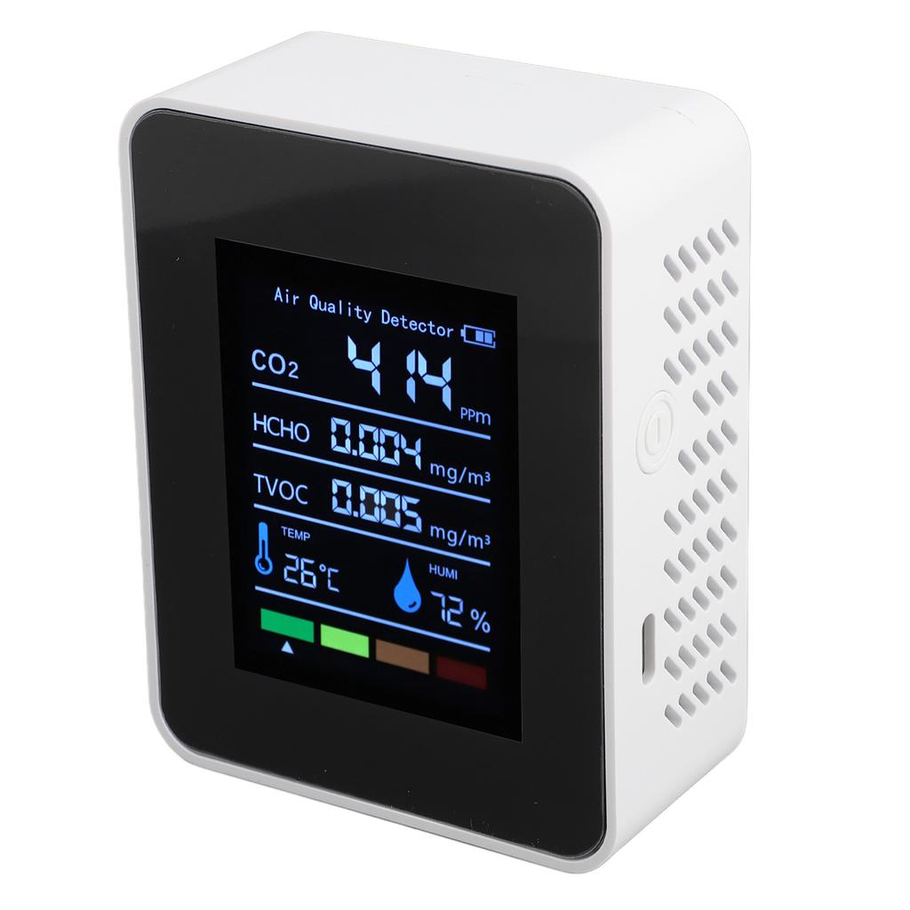 Portable   Quality Detector CO2 TVOC HCHO Humidity Temperature 5 In 1 Multifunctional Indoor   Quality Tester Meter