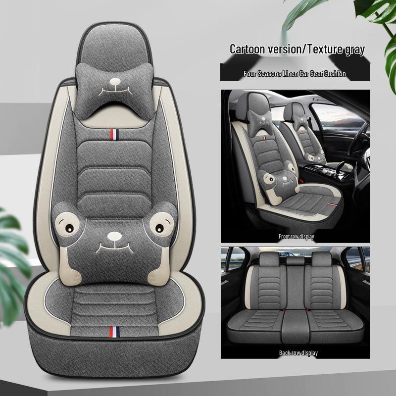 Linen Universal Car Seat Cover - Non-Slip, Full Wrap, All-Season Use