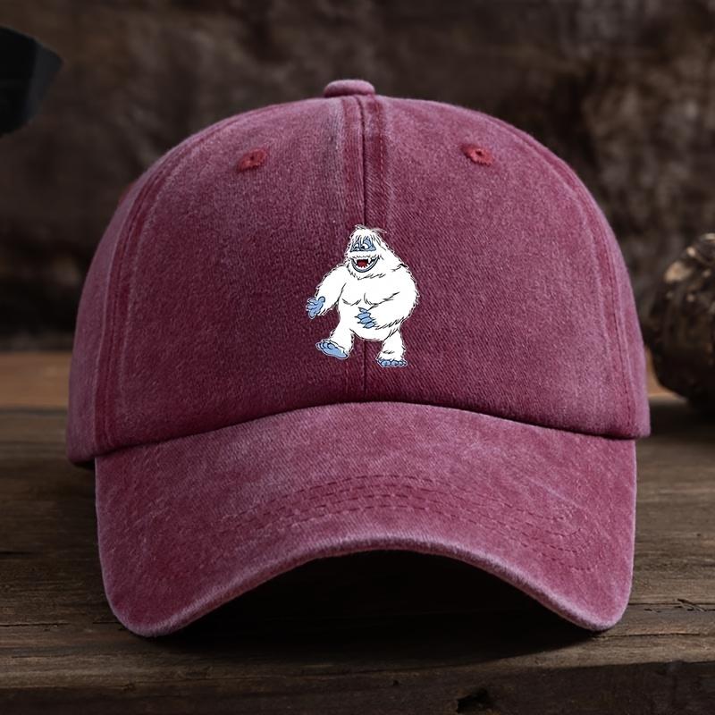 Interesting Snow Monster Printed Baseball Cap, Unisex Outdoor Hat, Fashionable and Versatile Duckbill Cap Trend