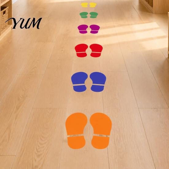 Trainingszentrum Boden Dekorationen 4 Bögen 8 Paare Kinderschuh Aufkleber, Bunte Fußabdruck Aufkleber Kindesentwicklung Aktivitätsmatten PVC Schritt