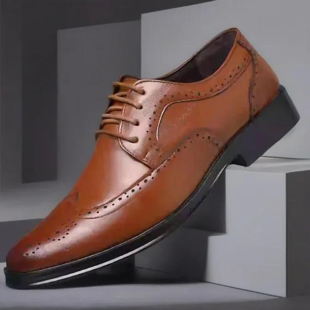 Fashion Men's Classic Retro Shoes Mens Lace-Up Business Leather Shoes Dress Office Flats Men Wedding Party Oxfords Work Footwear Hombres