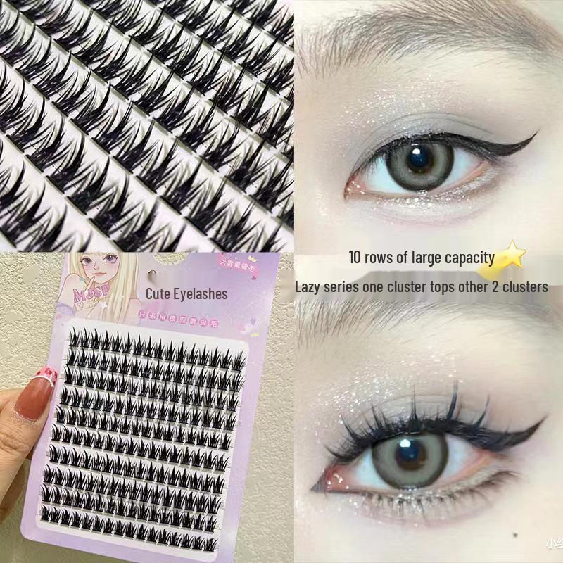 Exclusive Transparent Stem Fishtail Natural Single-Cluster False Eyelashes for Beginners