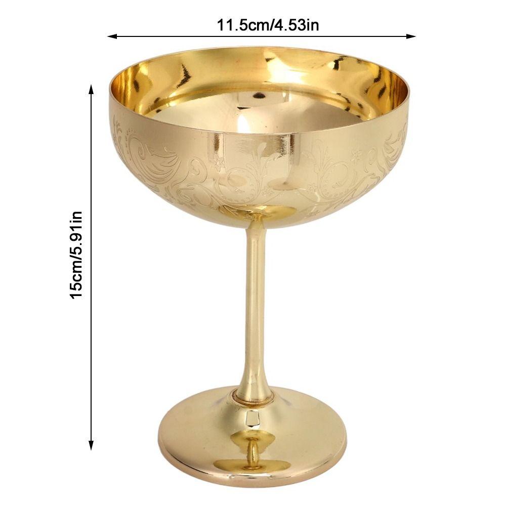 Flower Spike Design Stainless Steel Goblet Engraved Design Wine Cup Martini Glass Camping Pool