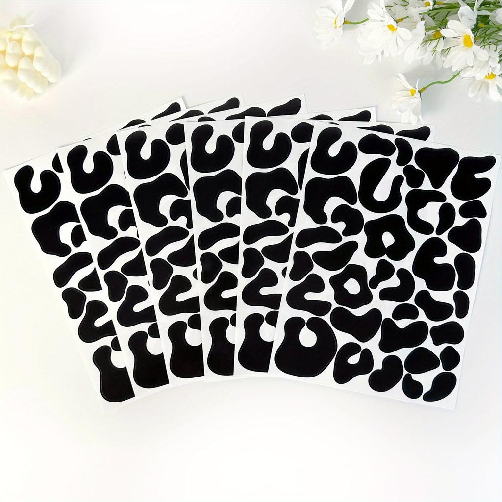 1 Set 10 Stück Leopardendruck Wandaufkleber, Unregelmäßige Punkte Schlichter Stil – Schwarze Textur Selbstklebende Heimdeko für Hintergrundwände