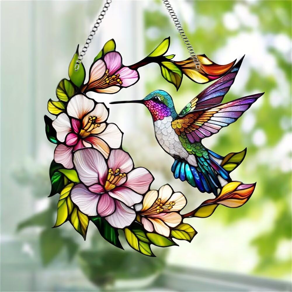 Monstera Plant Colorful Acrylic Hanging Ornament Suncatcher - Effect Glass Imitation Window Hanging Decor, Vivid Garden & Home Ornament, Ideal Gift