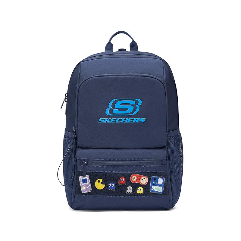 Skechers Fashion Simple Versatile Lightweight Fabric Backpack Unisex Backpacks Navy-Blue L424K129-002Z Navy Blue