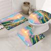 Tenda Doccia Decorativa Campo di Fiori Set Bagno - Lavabile in Lavatrice, Con 12 Ganci, Incluso Copri Sedile WC e Vasca da Bagno