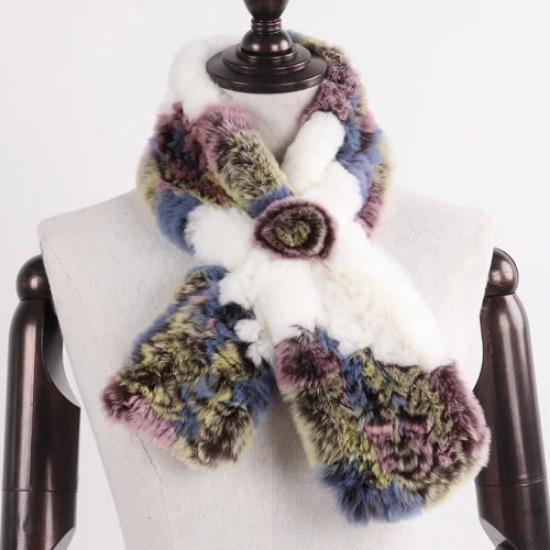 Winter Women Real Rex Rabbit Fur Scarf Natural Warm Soft Rex Rabbit Fur Muffler Lady Genuine Rex Rabbit Fur Scarves