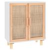 Vidaxl Kredens, Biały, 60X30X70 Cm, Lita Sosna I Naturalny Rattan