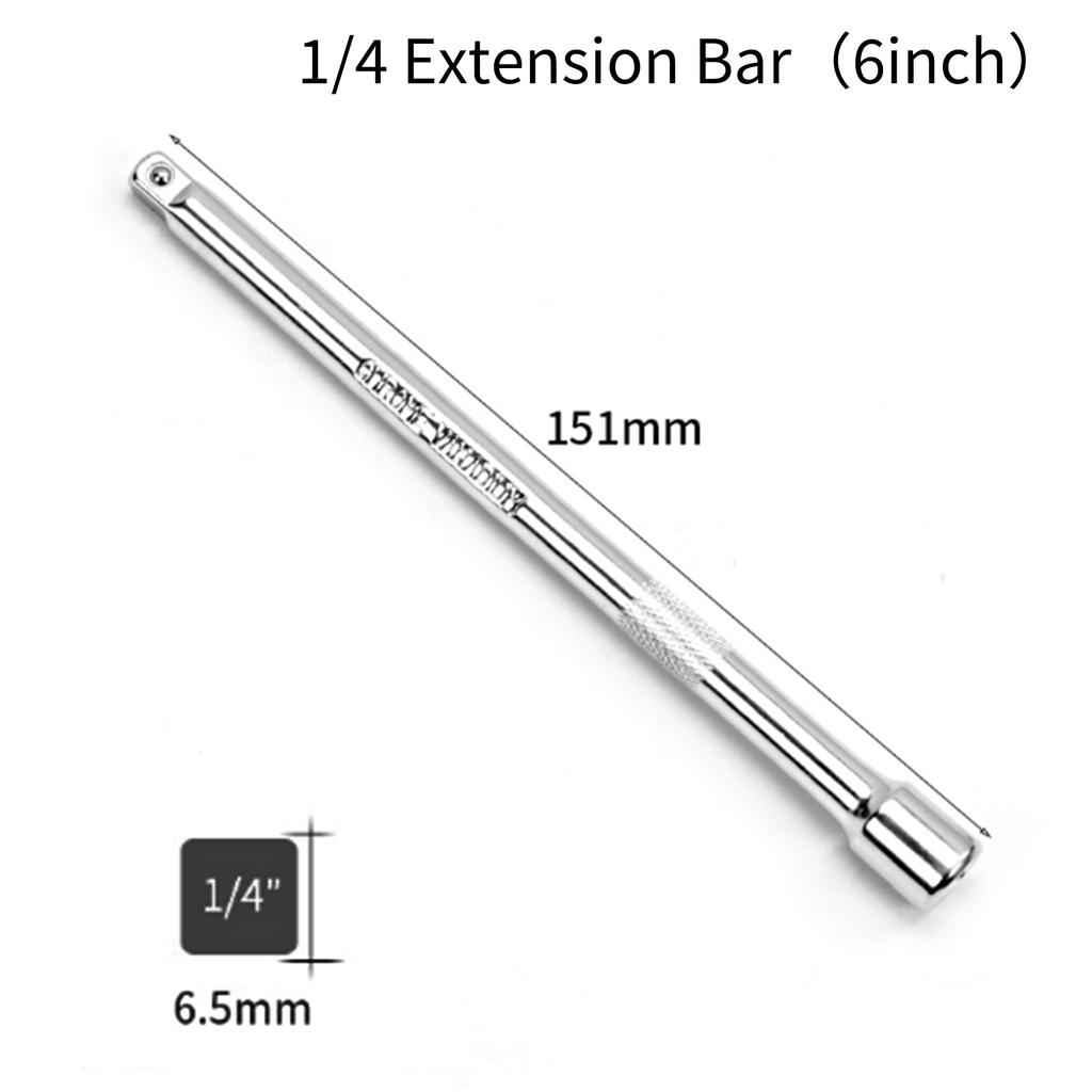 1/4" 3/8" 1/2" Socket Ratchet Wrench Extension Bar 50/75/100/125/150/250mm Long Bar Steering Sleeve Connecting Rod Accessories