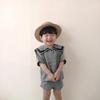 Conjunto Escolar de Verão Coreano para Crianças, Manga Curta, Estilo Marinho, Duas Peças