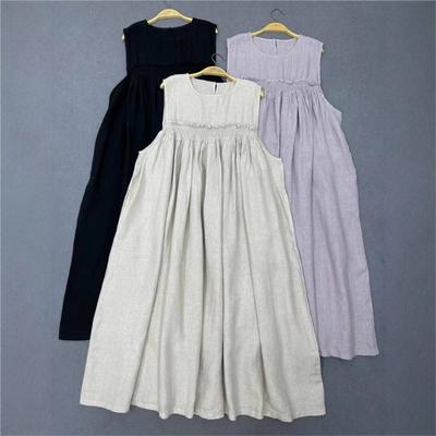 Casual Sleeveless Style Dress For Women Summer Casual Loose Simple Elastic Waist Dresses
