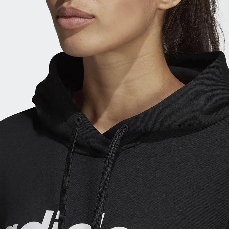 Adidas Logo Hoodie Long Sleeve Sweatshirt Women Tops Black DP2403