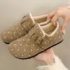 Women's Fleece Loafers With Fuax Fur Lined Non-Slip Cozy Moccasin Winter Warm Walking Shoes Outdoor Indoor Casual Comfort Fuzzy House Shoes for Women
