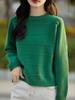 Women's Korean Style 100% Wool Round Neck Knit Sweater, Autumn/Winter Casual Loose Fit Base Layer Top