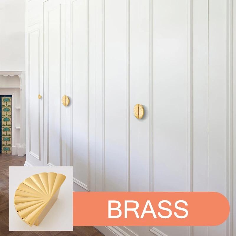 Brass Handle Semi-Circular Shape Door Knob Furniture Handles Sector Drawer Pulls Kitchen Cabinet Gold Knobs and Handles