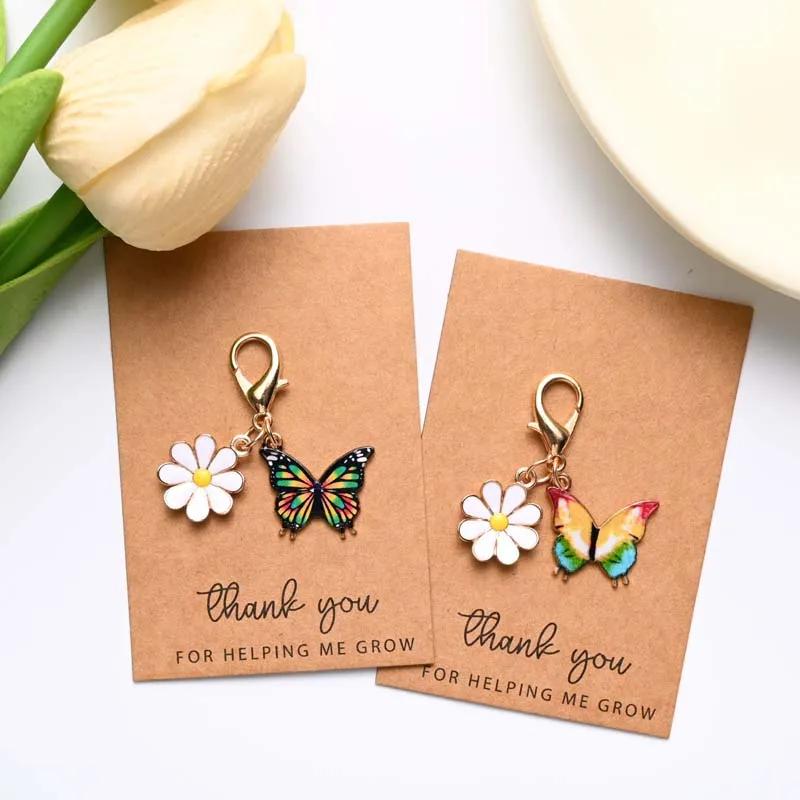 1-20PCS Cute Colorful Butterfly Daisy Keychain Drop Oil Handmade Gift for Thanksgiving Friendship Appreciation Keepsake