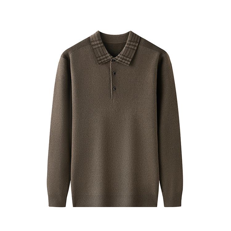 2025 Men's Autumn/Winter Knit Lapel T-shirt - Dad Style