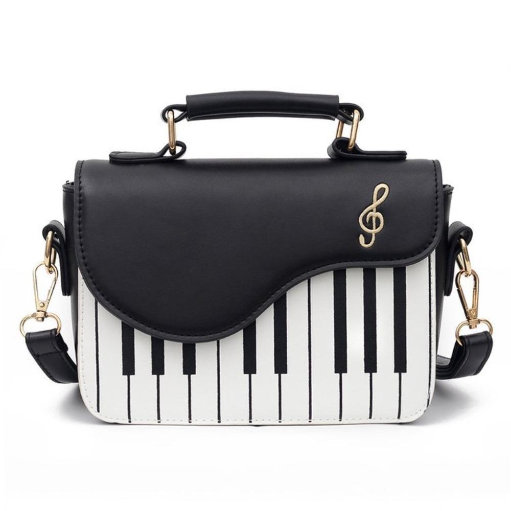 Vintage Piano Pattern Shoulder Bag Crossbody PU Leather Bag Trendy Mini Square Bag  Shopping