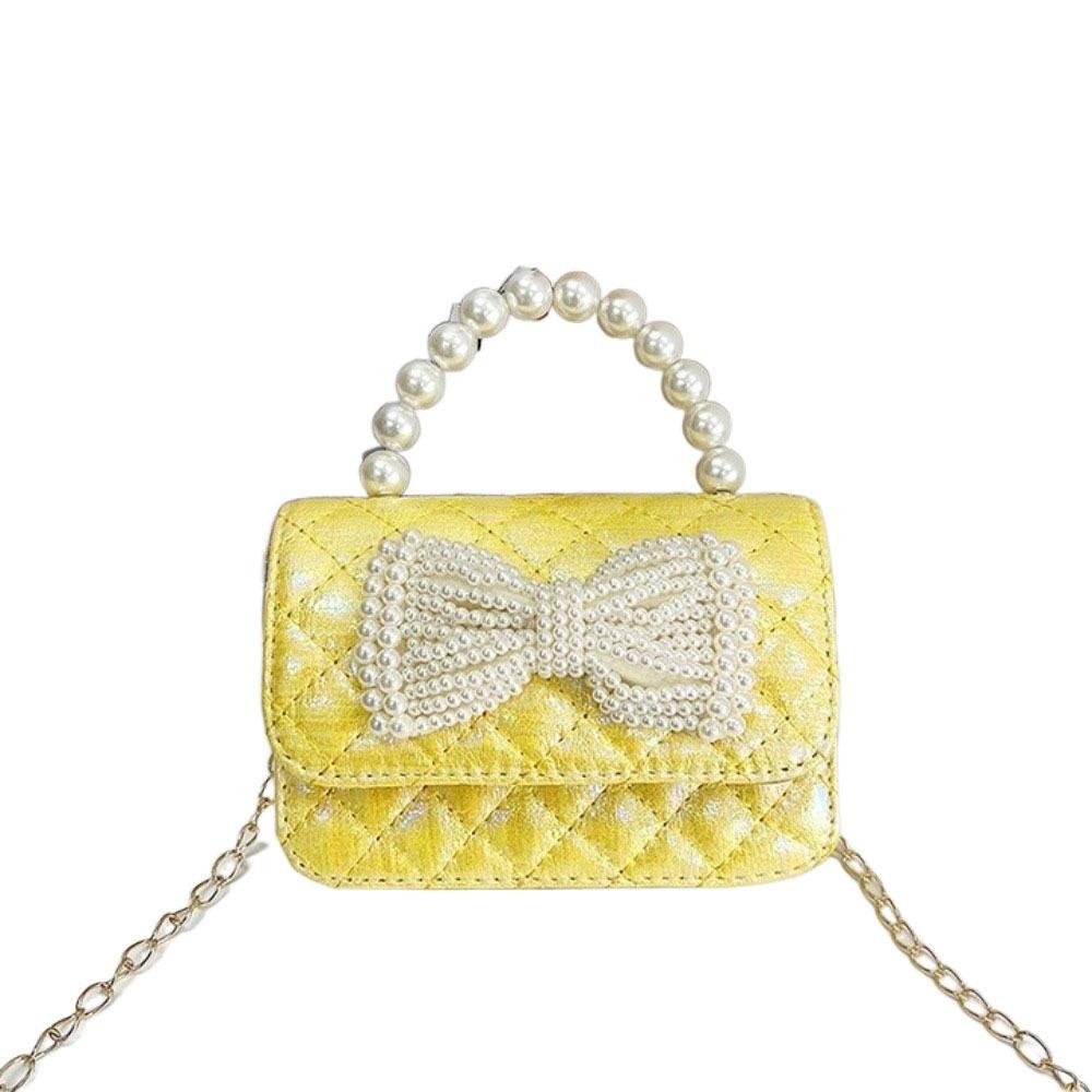 

Korean Style Pearl Handbag Mini Children Coin Purse Cute Bow Crossbody Bag Storage phone жёлтый