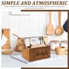Wooden Tableware Storage Box with Handle and 4 Compartment Portable Silverware Storage Organization Box for Kitchen Counter
