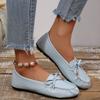 Women’s Soft Sole Flat Moccasin Loafers Slip-On Casual Comfort Shoes with Bow Detail for Everyday Wear