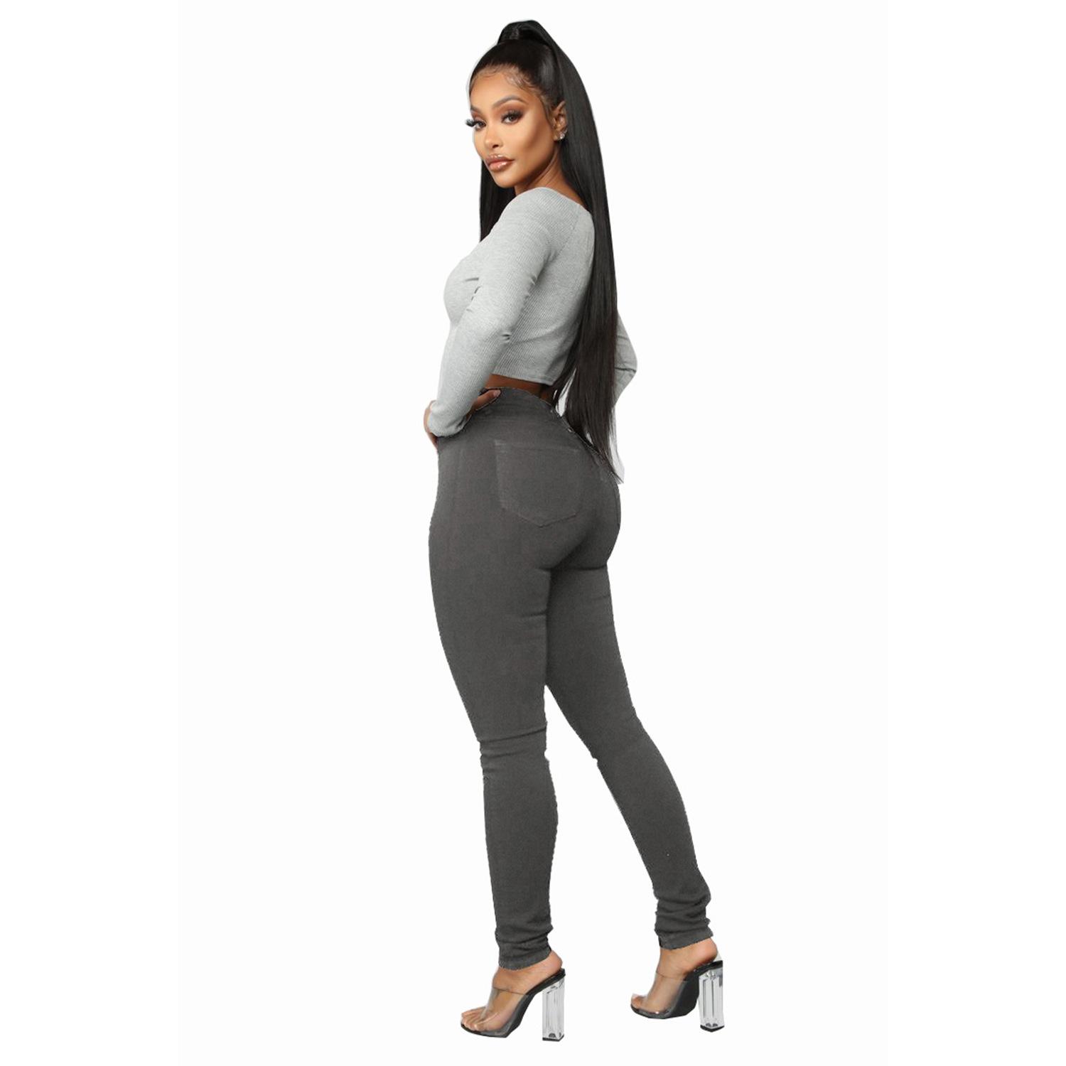 

Облегающие эластичные джинсовые колготки с грудью и подъемом бедер S серый