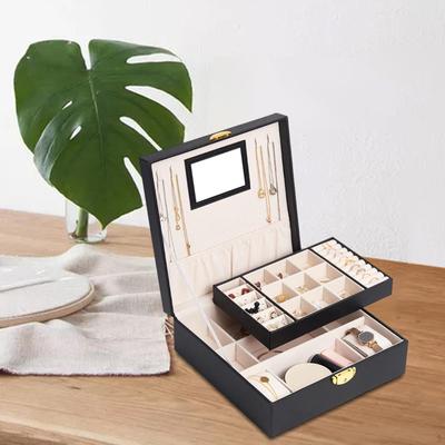 Double Layer Jewelry Box Organizer Multiple Compartments Large for Earrings Bracelets Ornaments