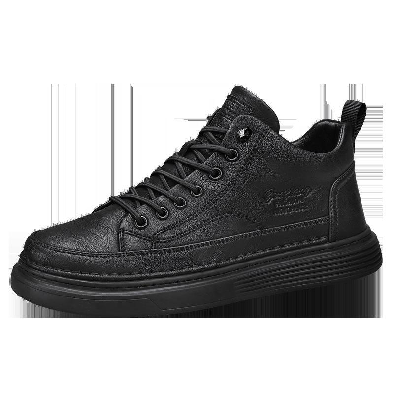

Little white shoes men s one-pedal medium-top shoes casual men s shoes autumn and winter new high-top men s 44 [sports shoe size]