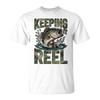 Fishing Camo Bass Fish Keeping Reel Boy Youth Dad Jokes T-Shirt