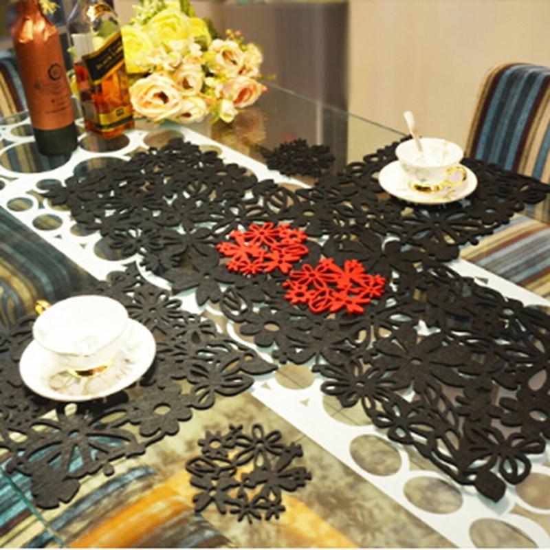 The NHollow Felt Tablecloth Runner Placemats Table Mats Household Decorations Felt Table Mat Desktop Decoration Tools
