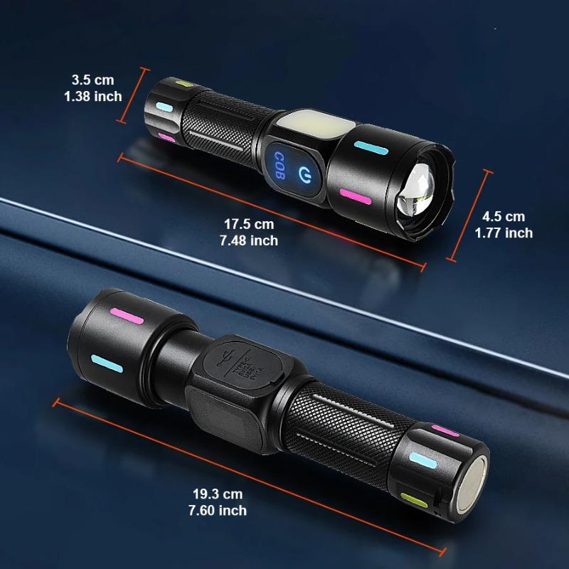 Newest Upgrade LED Flashlight With COB Light Long Shot 2000M USB Type-C Rechargeable LED Torch High Power Outdoor Flashlights