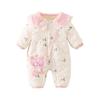 Baby Winter Romper Girls Long Sleeve Cotton Footless Bodysuit With Snap Thick Warm Outfit 66-90cm Infants