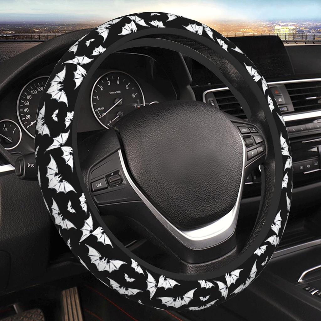 Halloween Bats Car Steering Wheel Cover Universal 15 Inches Anti-Slip Breathable Sweat Absorption Neoprene Car Accessories