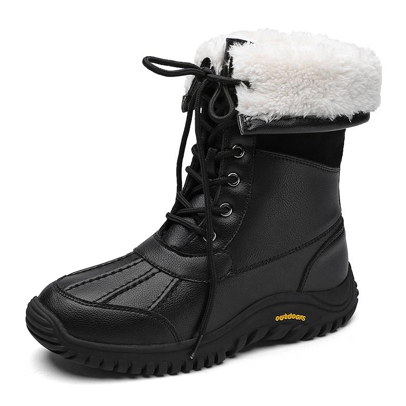 Winter Snow Boots Women Outdoor Warm Plush High-top Boots Women Anti-slip Durable Solid Color Thick-soled Casual Women Shoes
