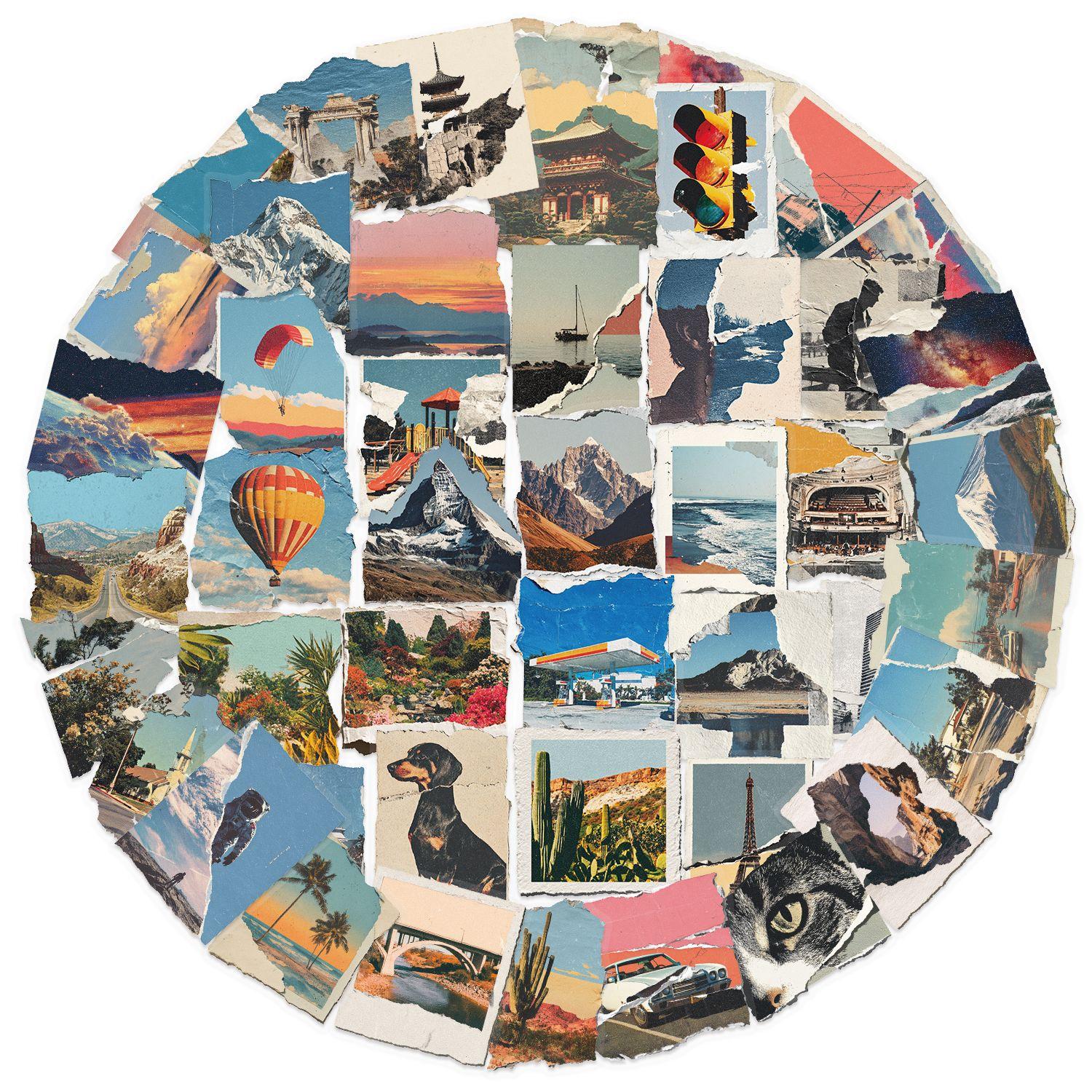 

50 Прозрачных Мультяшных Ретро Наклеек с Рваными Фото Водонепроницаемые Прозрачные ПЭТ Декоративные для Ручного Счета Гитары Блокнота