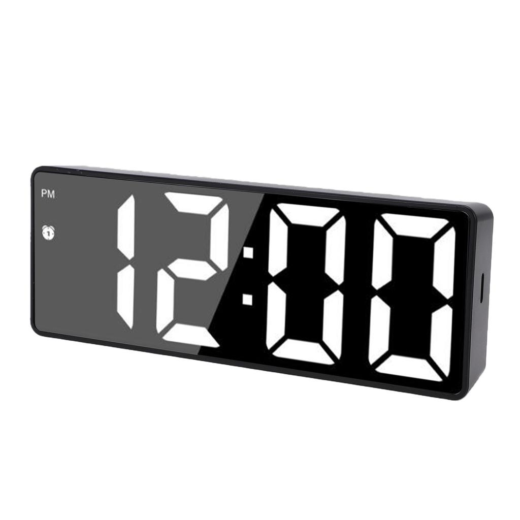 LED Mirror Alarm Clock Smart Digital Clock with Voice Control Multifunction Large Display Silent Movement