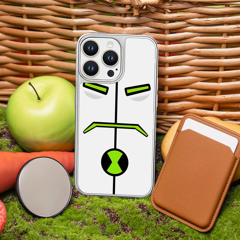 

Ben 10 classic cartoon pattern Phone Case for iPhone 16 15 14 13 12 11 Pro Max Sheepskin Silver-edged protective case iPhone 15 Pro