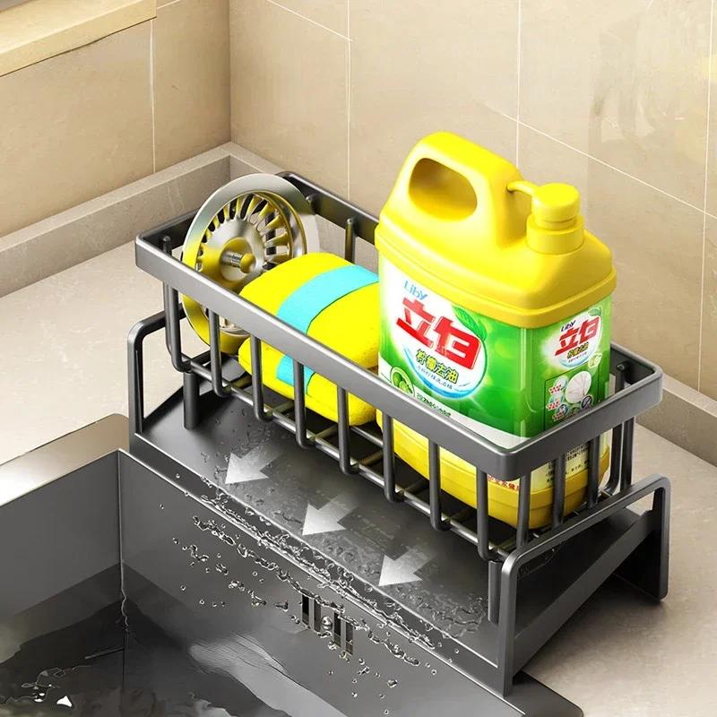 Bucătărie burete rack scurgere rack curățare detergent sortare multifuncțional pânză rafturi tijă masă depozitare rack organizator