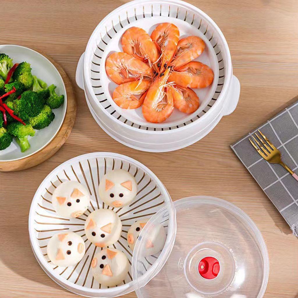 Parní hrnec do mikrovlnné trouby s širokými ergonomickými držadly, průhledným víkem a parními otvory pro efektivní ohřev, materiál PP5, vícevrstvý design