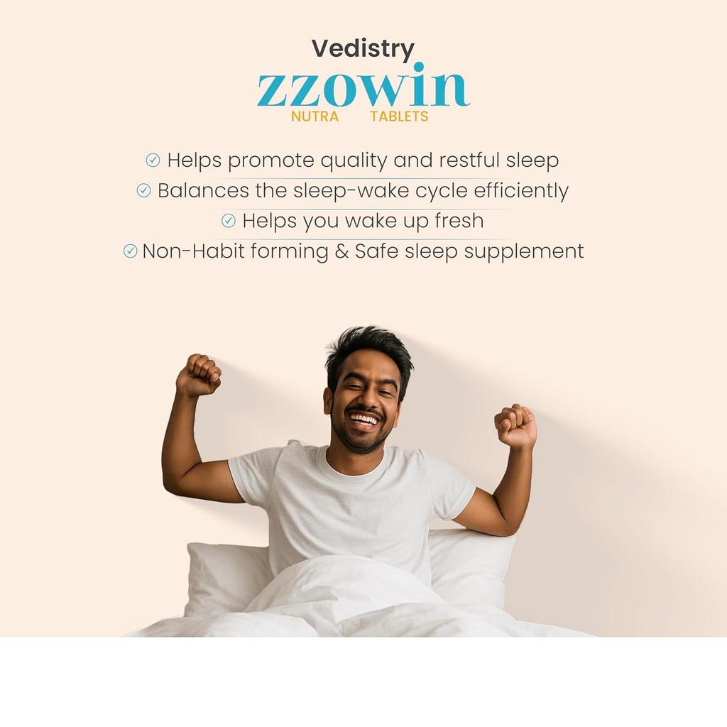 Zzowin Sleep Support Tablets 5mg Melatonin | Deep Restful Sleep Aid | 30 Tablets x Pack of 2 | Fast Sleep & Relaxation Formula